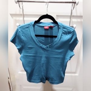 Blue V-Neck Women's Top